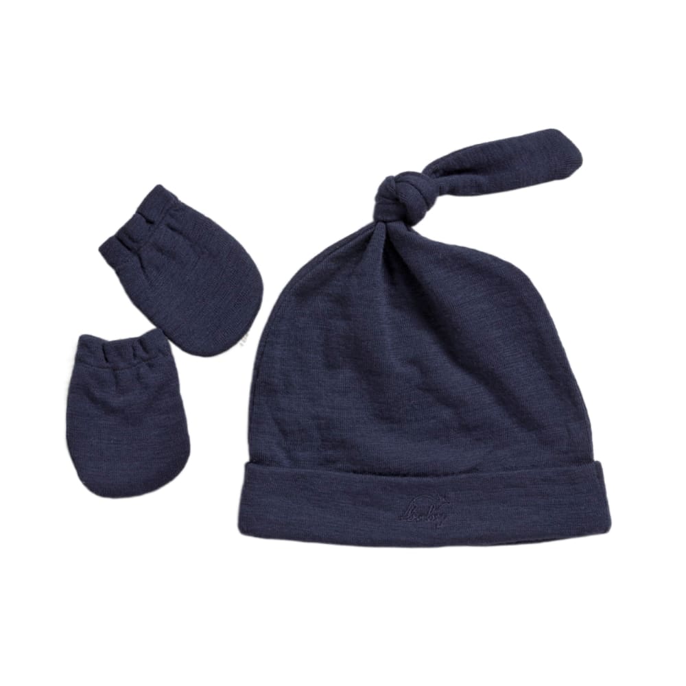 Merino Baby Merino Hat And Mittens - Navy