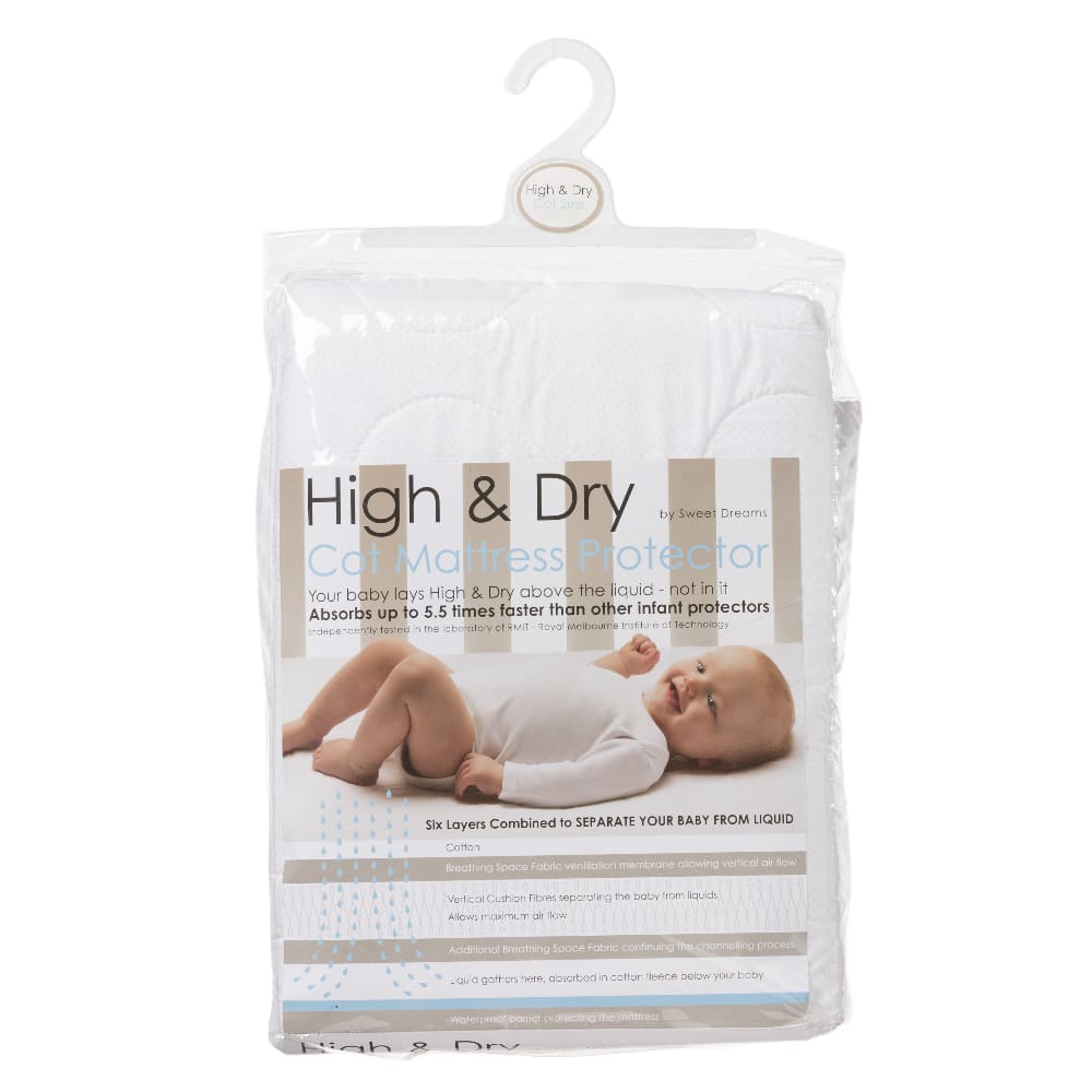 Sweet Dreams High & Dry Cot Mattress Protector White C Stuart Brands