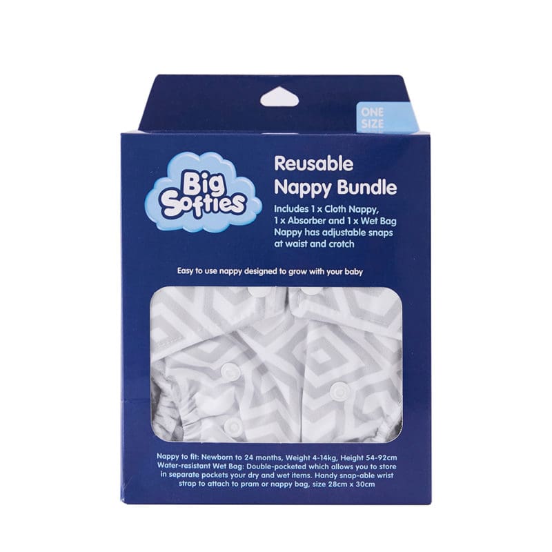 Big Softies Reusable Nappy & Wet Bag Bundle - Aztek