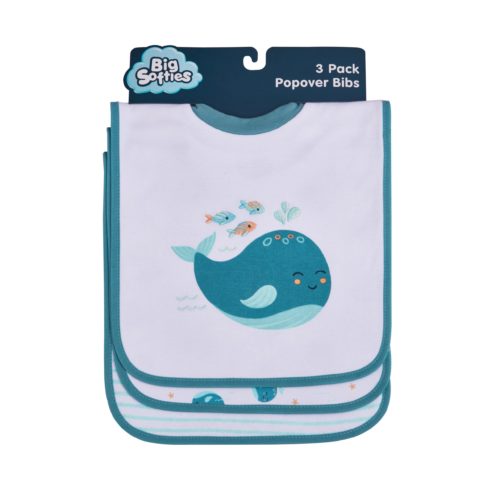 Big Softies 3 Pack Popover Bibs - Whale