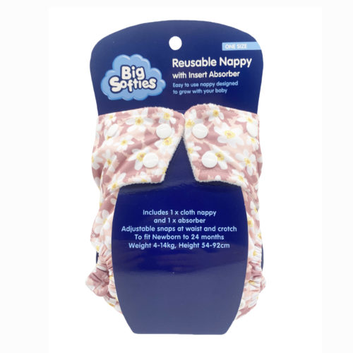 Big Softies Reusable Nappy With Insert Absorber - Flower