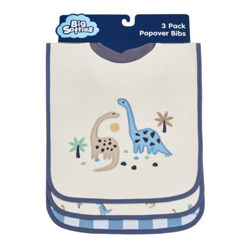 Big Softies 3 Pack Popover Bibs - Dino