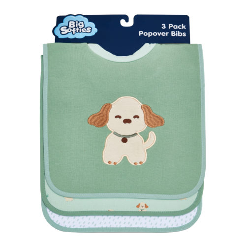 Big Softies 3 Pack Popover Bibs - Puppy