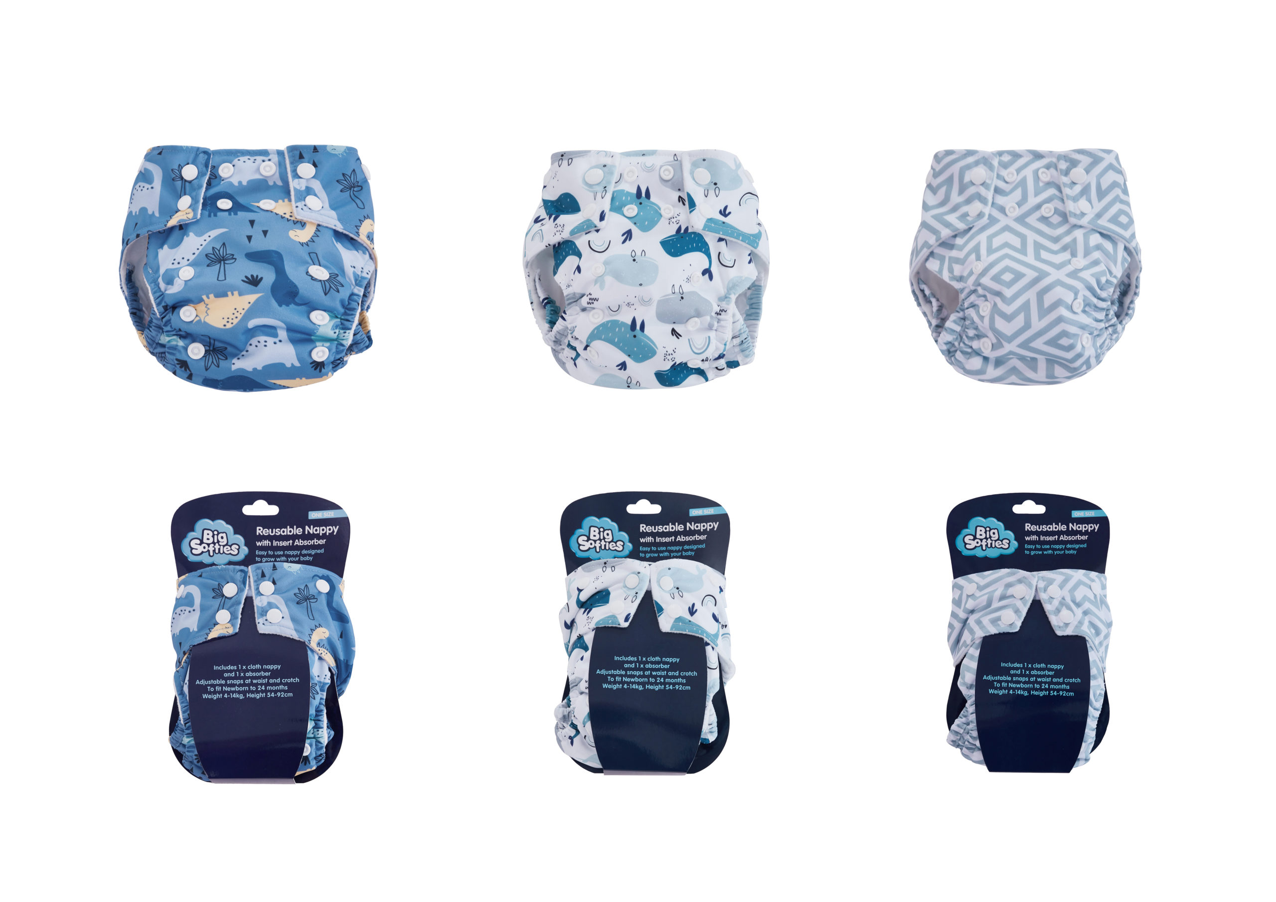 Big Softies Reusable Nappy with Insert Absorber - Assorted