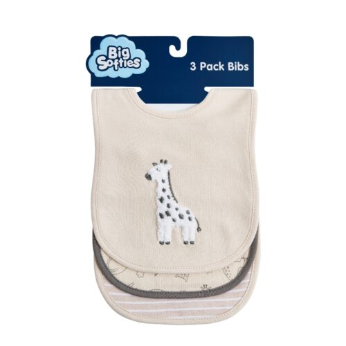 Big Softies 3 Pack Boucle Bibs - Safari