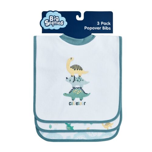 Big Softies 3 Pack Popover Bibs - Dino
