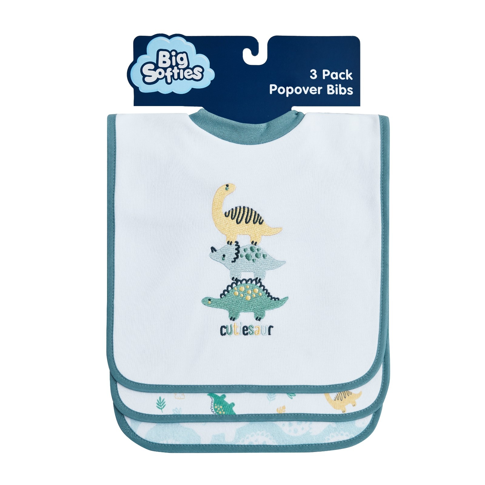 Big Softies 3 Pack Popover Bibs - Dino