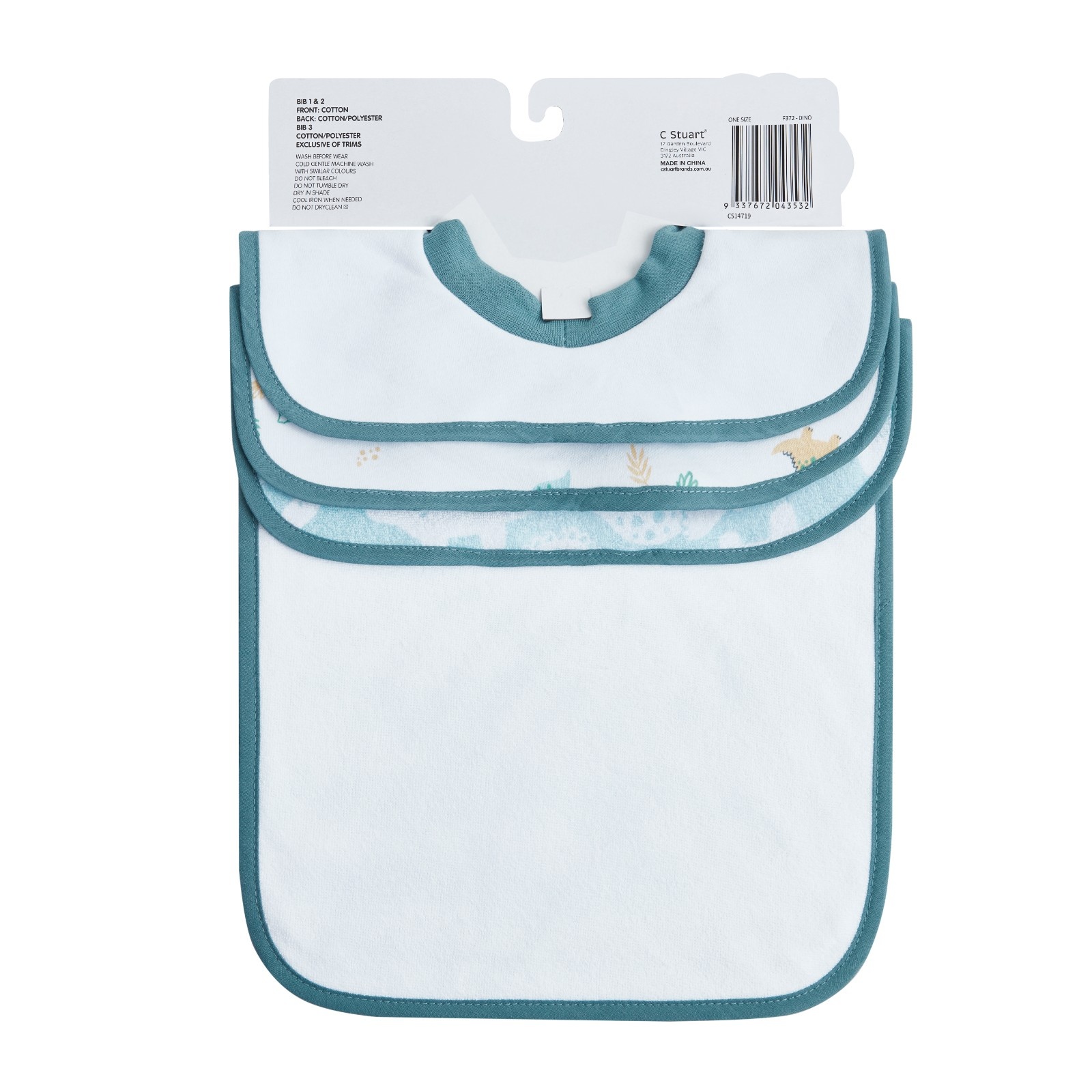 Big Softies 3 Pack Popover Bibs - Dino - Image 2