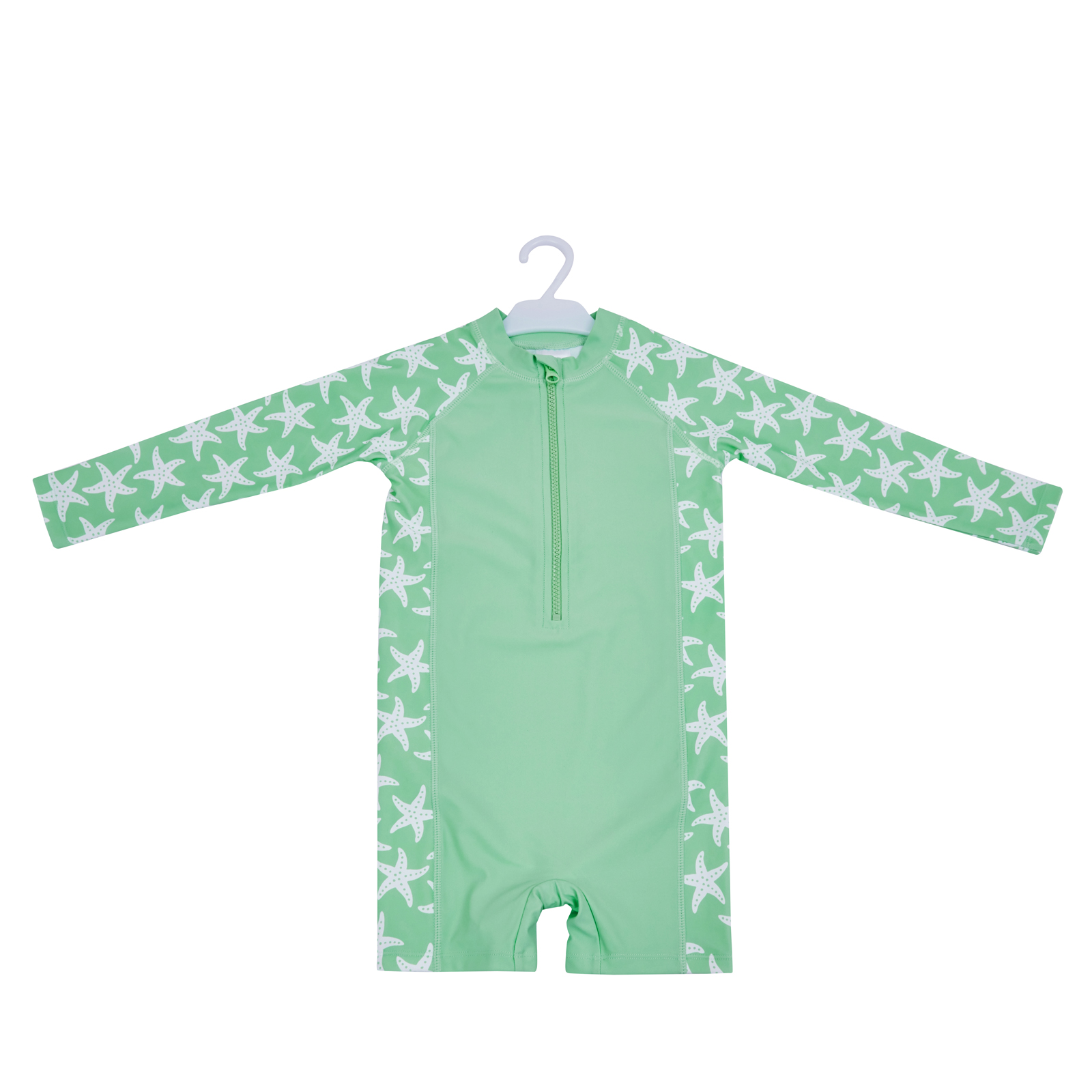 Big Softies 2pc Lined Swimsuit & Hat- Green Starfish - Image 2