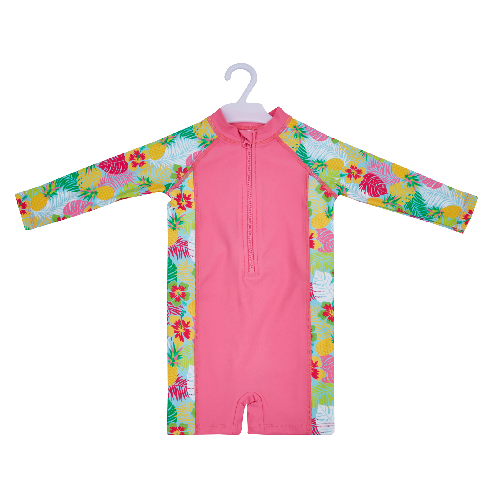 Big Softies 2pc Lined Swimsuit & Hat- Pink Tropical - Image 2