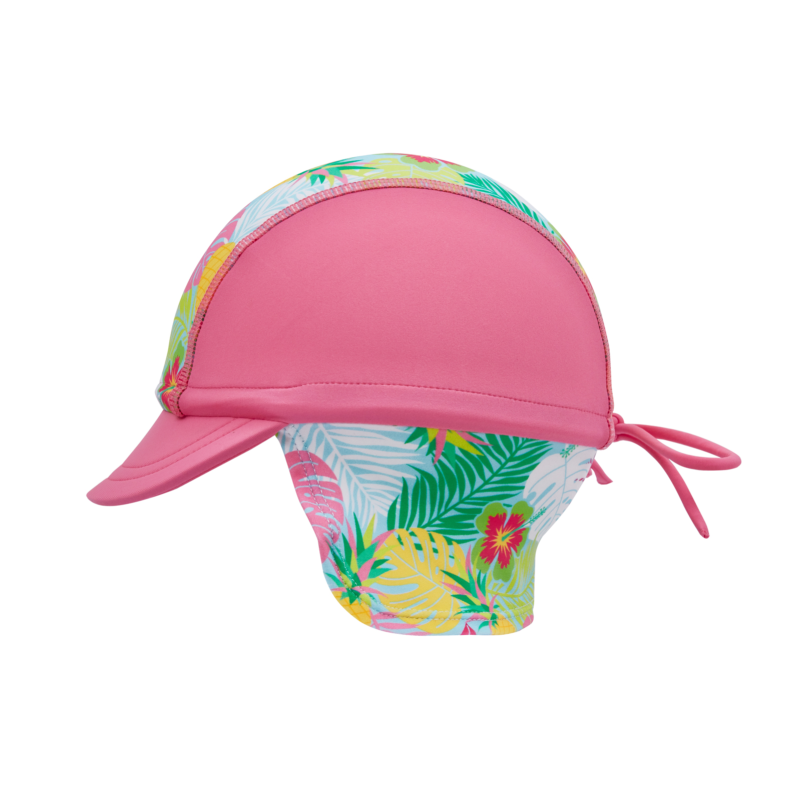 Big Softies 2pc Lined Swimsuit & Hat- Pink Tropical - Image 4