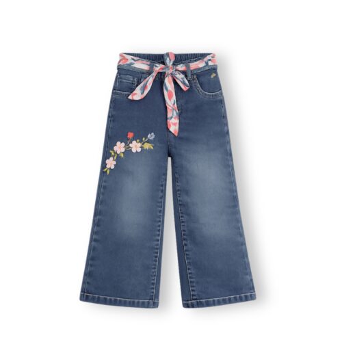 Floral Embroidered Wide Leg Jeans
