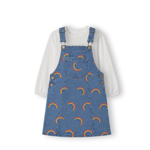 Rainbow Denim Pinafore & Tee 2-Piece Set